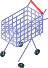 Poster - Empty shopping cart is waiting to be filled with groceries