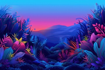 Canvas Print - a beautiful mountain range with a purple sky and a sun setting in the background