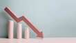 © chayantorn - A downward trend represented by a pink arrow and three white bars on a soft blue background, illustrating market decline.