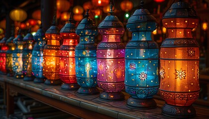 Wall Mural - a row of colorful lanterns.