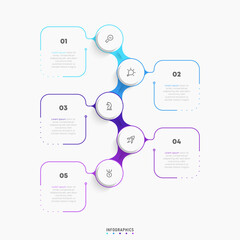 Wall Mural - vector infographic label design template with icons and 5 options or steps. can be used for process 
