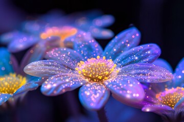 Pollen Grain Under UV Light: An image of pollen grains glowing under UV light, revealing their fluorescent properties. 