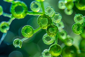 Wall Mural - starch granules: an image showcasing starch granules within plant cells, indicating the storage form