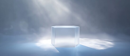 Marble Stand with Soft Lighting A 3D white marble stand illuminated by soft, ambient lighting, creating a serene and elegant display environment.