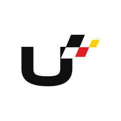 letter u flag race logo icon vect