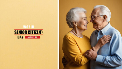 Banner for World Senior Citizen%27s Day  Elderly couple happy lovely