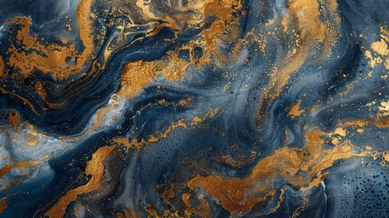 Wall Mural - Epoxy look floor with golden, brown and dark grey, dark blue colors. Top view.