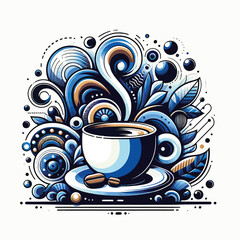 Canvas Print - cup of coffee Abstract paint vector Artwork