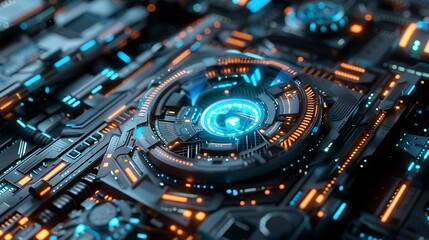 Wall Mural - Futuristic HUD Technology circle interface abstract.