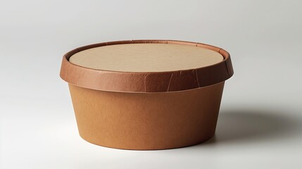 Poster - Disposable kraft paper bowl with plastic lid isolated on white background : Generative AI