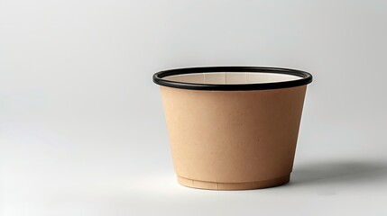 Poster - Disposable kraft paper bowl with plastic lid isolated on white background : Generative AI