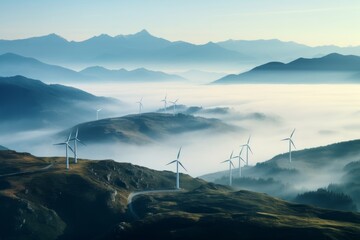 Sticker - Luminous Turbines Over Majestic Mountains