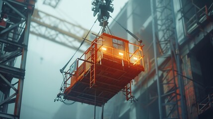 Aufkleber - Construction crane working on large construction site : Generative AI