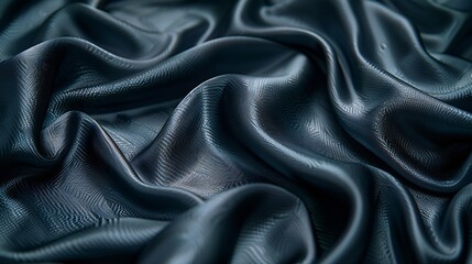 Fototapete - Black gray satin dark fabric texture luxurious shiny that is abstract silk cloth panorama background with patterns soft waves blur beautiful : Generative AI