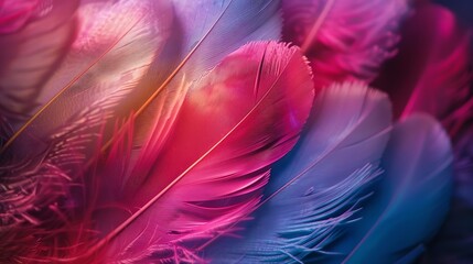 Poster - Colorful feather background Copy space : Generative AI