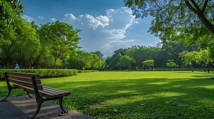 Poster - Panorama public park with clipping path : Generative AI