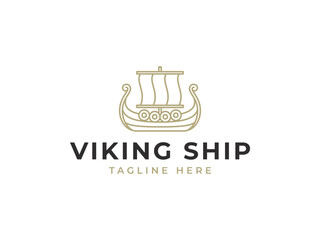 Wall Mural - viking ship logo vector illustration. logo template