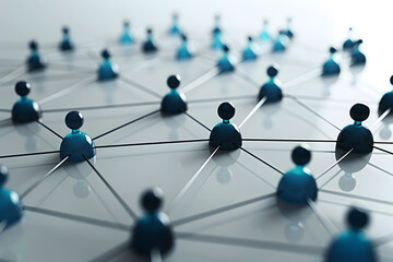 Wall Mural - A group of people are connected by a network of lines