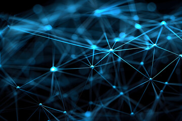 Wall Mural - A blue and white image of a network of lines and dots. The image is abstract and has a futuristic feel to it