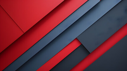 Wall Mural - A red and blue striped background with black and red squares. The background is made of paper and the squares are also made of paper
