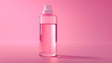 Wall Mural - transparent bottle with transparent gel on pink background