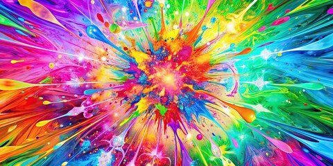 Wall Mural - Psychedelic abstract background with vibrant paint flows and splashes, psychedelic, dynamic, abstract, background, colorful, paint