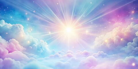 Wall Mural - Heavenly abstract background with soft pastel colors and glowing light , Heaven, clouds, sky, ethereal, serene