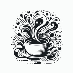 Wall Mural - cup of coffee Abstract paint vector Artwork