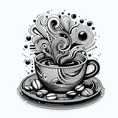 Wall Mural - cup of coffee Abstract paint vector Artwork