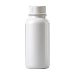 A blank white bottle with a white cap for mockup on transparent background