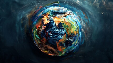 Wall Mural - An abstract, colorful, painterly interpretation of the Earth.