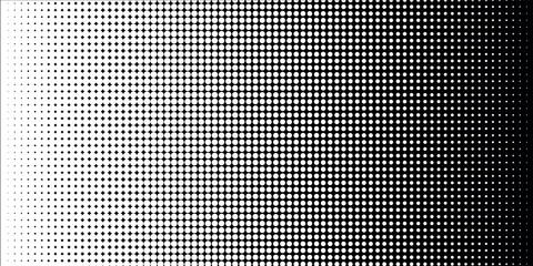 Wall Mural - Dot white black pattern gradient texture background. Abstract pop art halftone and retro style.