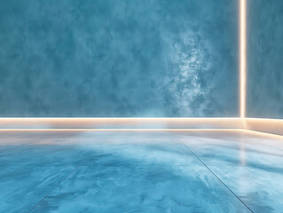 Wall Mural - A blue room with a white wall and a white floor.