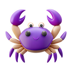 Wall Mural - crab icon bright purple color in plastic 3d style