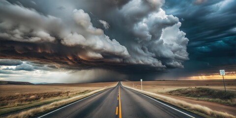 Sticker - dramatic storm clouds over the road