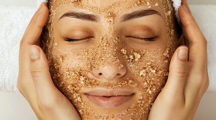 A woman is getting a facial treatment at a spa.