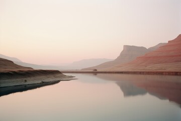 Sticker - Quiet Reflections Minimalist Photography of a Sunset Lake.jpeg