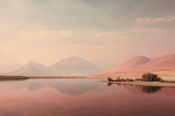 Sticker - Serene Reflections A Minimalist Lake Landscape.jpeg