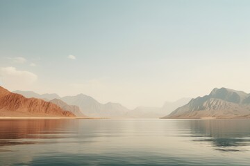 Wall Mural - Soft Reflections Oriental Minimalism in a Mountain Lake Landscape.jpeg