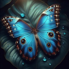 Canvas Print - 15 4. Blue morpho butterfly - prized for its brilliant metallic