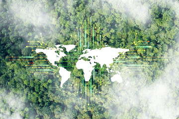 Wall Mural - environmental technology concept. sustainable esg modernization development by using technology of r