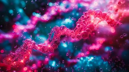 Wall Mural - Detailed DNA double helix and molecule structure, illustrating medical science research, genetic biotechnology, and chromosome analysis in a laboratory setting.