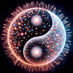 Wall Mural - 47 91. Yin-yang vertical shells_ Large, spherical fireworks that