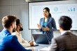 © N7 - 'Indian Businesswoman Leading a Presentation in a Conference Room' – A confident woman presenting to a group in a modern office.