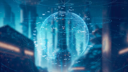 Poster - Future city and global communication network concept. Smart city.
