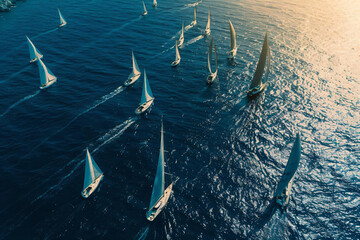 Poster - Sailboats Racing in the Ocean.