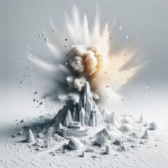 Wall Mural - 85 121. Arctic expedition chalk piece exploding into a snowy sho