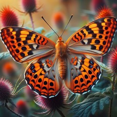 Canvas Print - 86 67. Indian fritillary butterfly - a large Asian butterfly spe