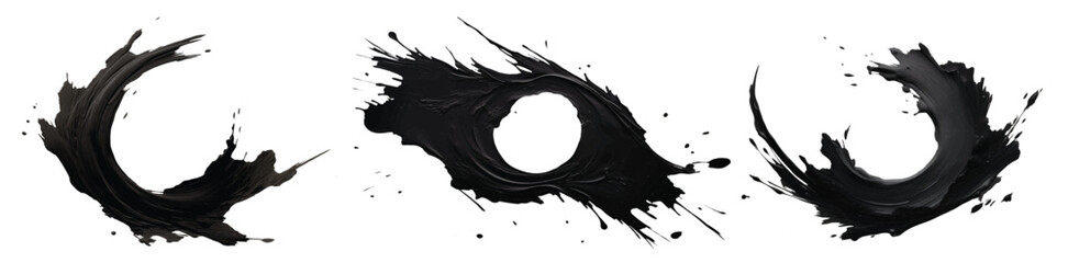 Wall Mural - Black brush stroke isolated Oil paint abstract shape. Design mockup. on white background