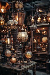 Lanterns and lamps in a shop in Istanbul, Turkey